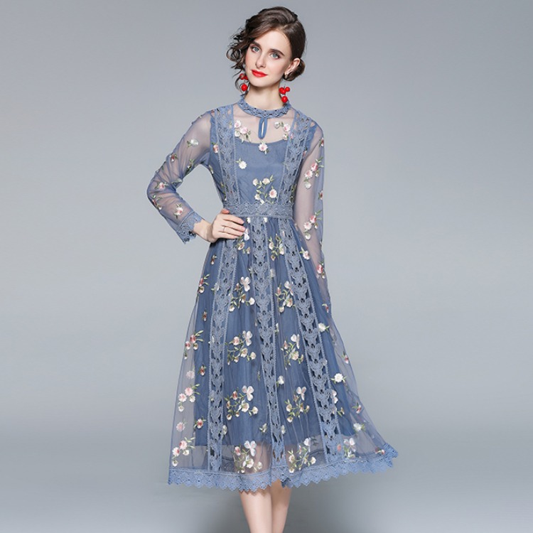(Mới) Mã A9705 Giá 1080K: Váy Đầm Liền Thân Nữ Gudcl Dài Tay Lưới Mỏng Hàng Mùa Xuân Thu Đông Thêu Họa Tiết Hoa Thời Trang Nữ Chất Liệu G03 Sản Phẩm Mới, (Miễn Phí Vận Chuyển Toàn Quốc).