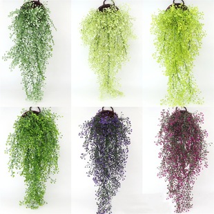 Cross-border simulation green plant Golden Bell willow wall hanging flower vine hanging wedding home decoration wall indoor fake flower hanging basket plant