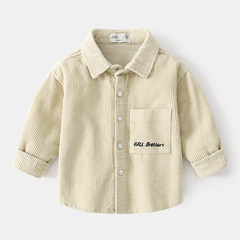 Boys' long-sleeved shirts, autumn and winter style, 2021 new autumn clothing, baby corduroy tops, spring and autumn children's clothing