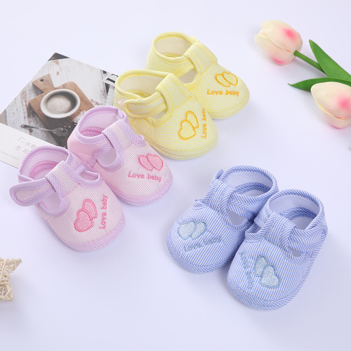 Classic double-heart spring and autumn baby shoes for men and women 0-1 years old soft-sole toddler shoes for 3-6-9 months old baby walking shoes