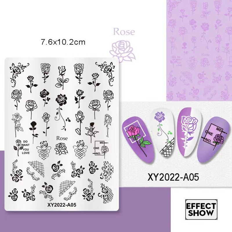 Placa de transferencia de acero inoxidable especial para arte de uñas transfronterizo, placa de impresión con película azul, placa de acero, serie de impresión de silicona