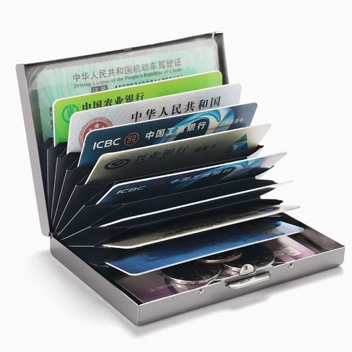 Multifunctional anti-magnetic card case anti-scrap portable bank card credit card multi-card slot card holder stainless steel wallet for men