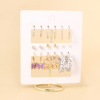 Stone inlay from pearl, acrylic earrings, retro golden set, European style, suitable for import