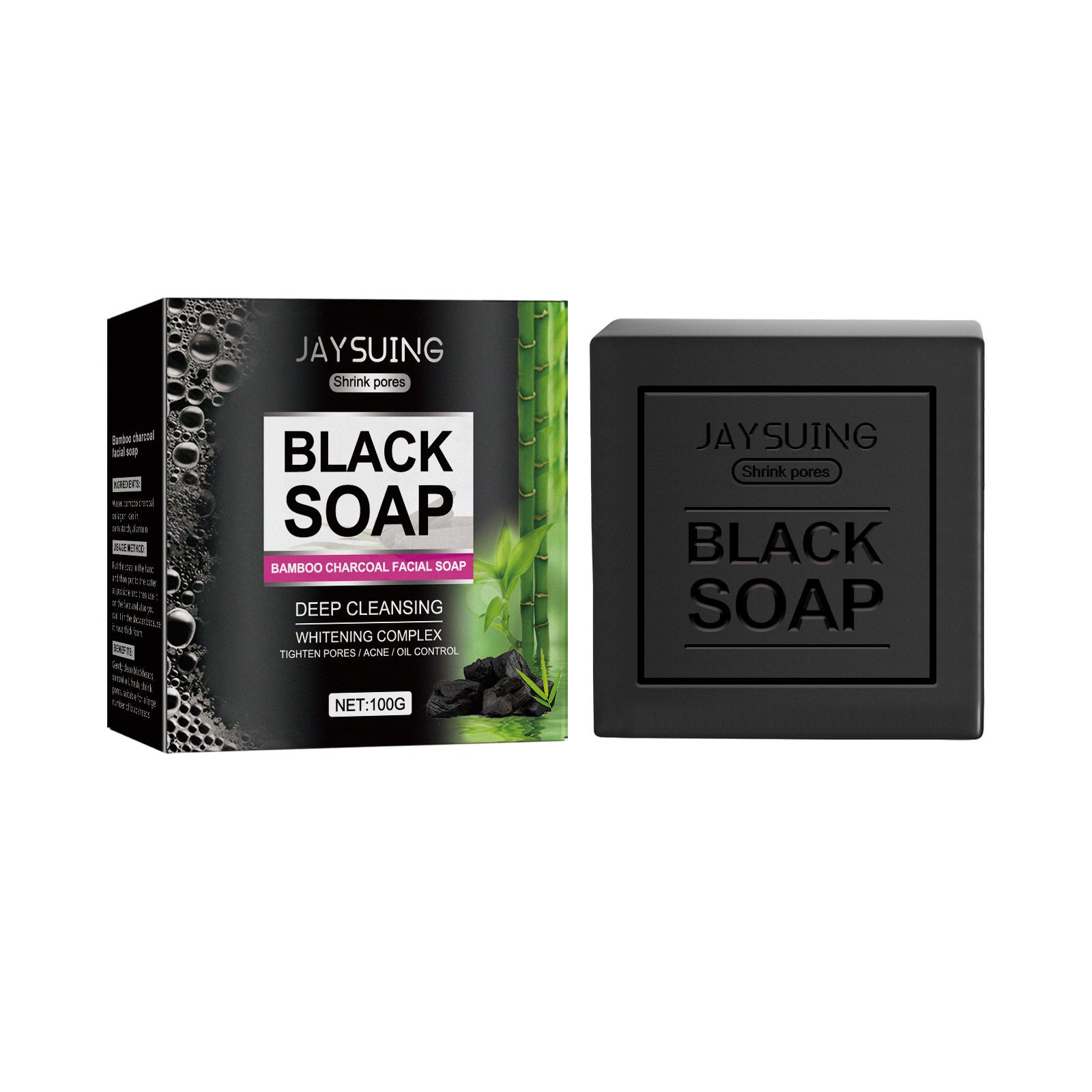 Jaysuing Bamboo Charcoal Facial Soap Black Head Cleaning, Repairing, Acne Removing, Refreshing, Oil Controllin_voghion.com
