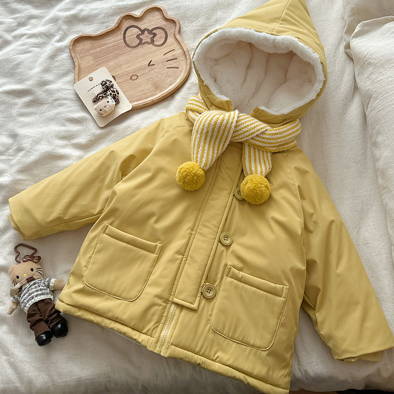 Estrellas de niñas de invierno para superar la chaqueta de algodón infantil de invierno tres prevención de terciopelo grueso chaqueta de calentamiento de niñas suelta
