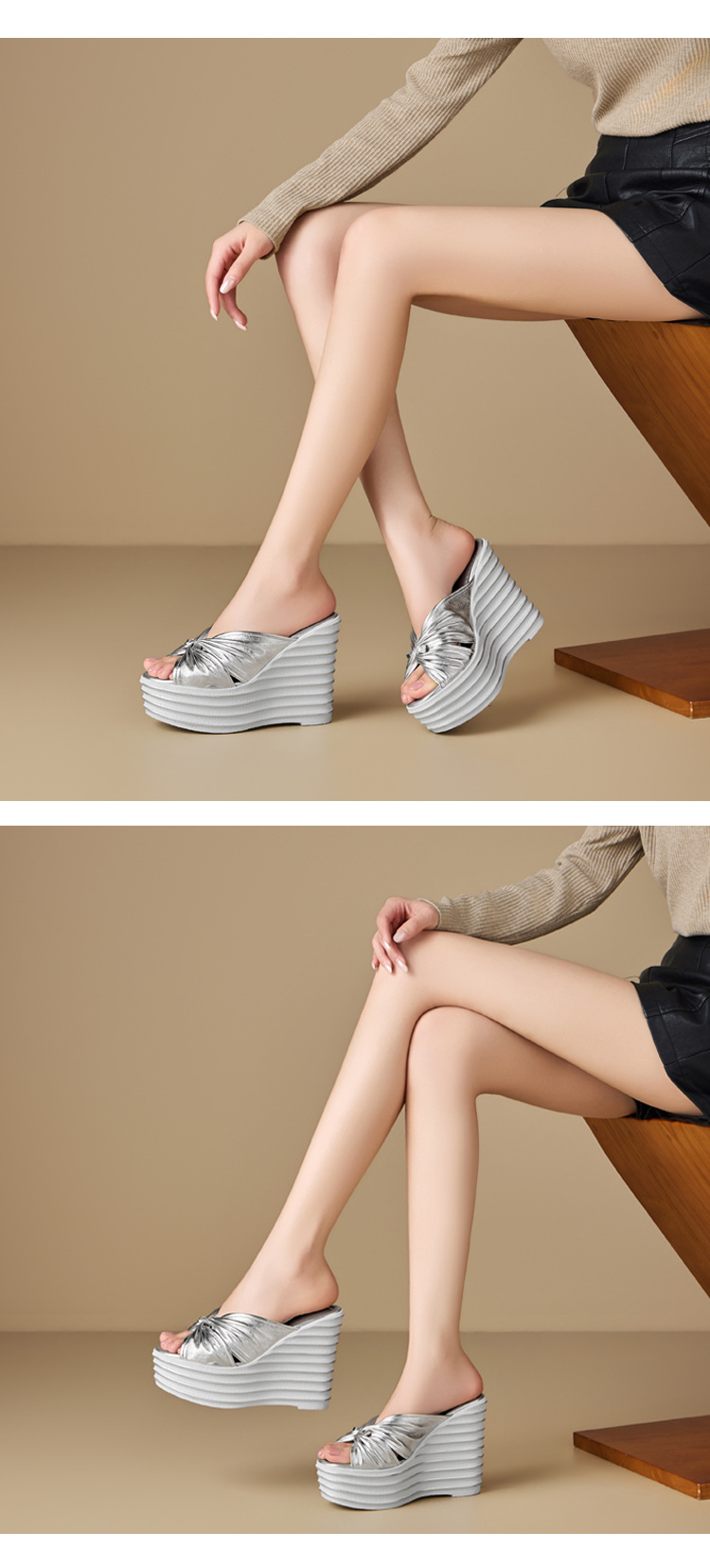 Dép quai ngang nữ đế xuồng cao gót 12 cm phong cách châu Âu — màu đen chi tiết 5