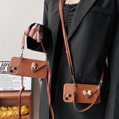 蘋果13promax手機全包殼適用於iPhone12斜挎手提11錢包XR卡包防摔