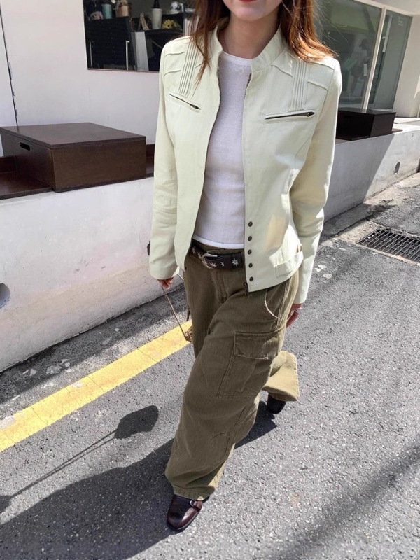 天赋夹克100棉小众设计感百搭休闲立领工装夹克外套|undefined