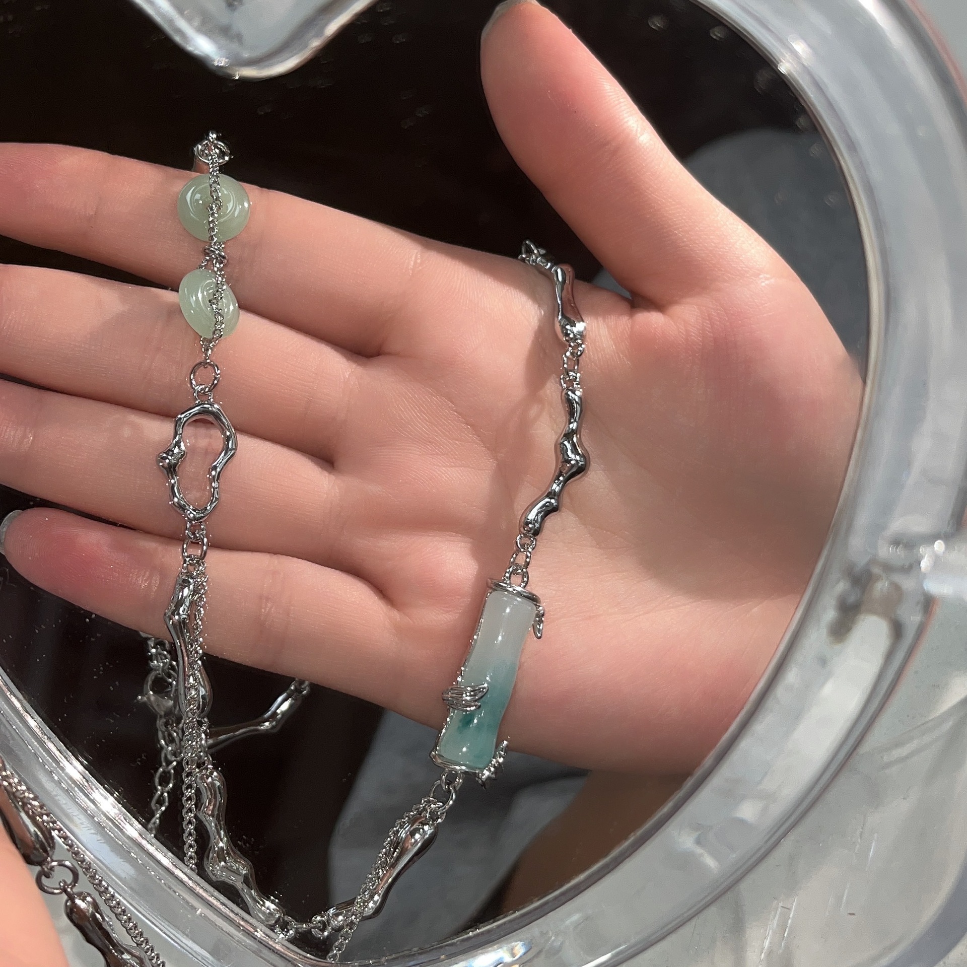 Chinoiserie Irregular Stainless Steel Plating Bracelets Necklace