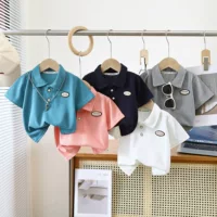 Летняя детская рубашка POLO новая корейская версия детской футболки с короткими рукавами с лацканами