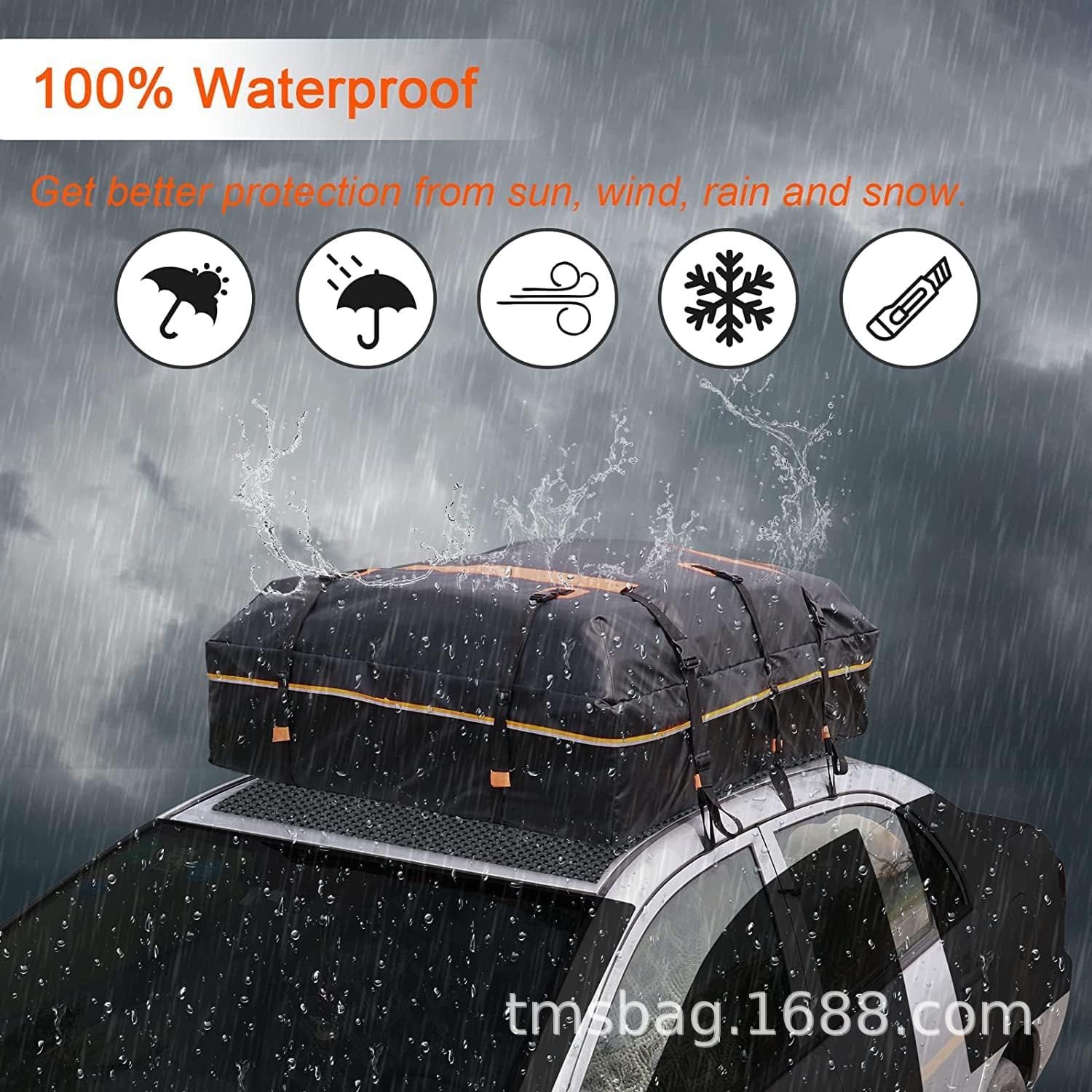 Cross-Border Hot-Selling Car-Mounted Outdoor Waterproof Roof Luggage Bag, Universal Roof Bag for Suvs, with or Without Luggage Rack