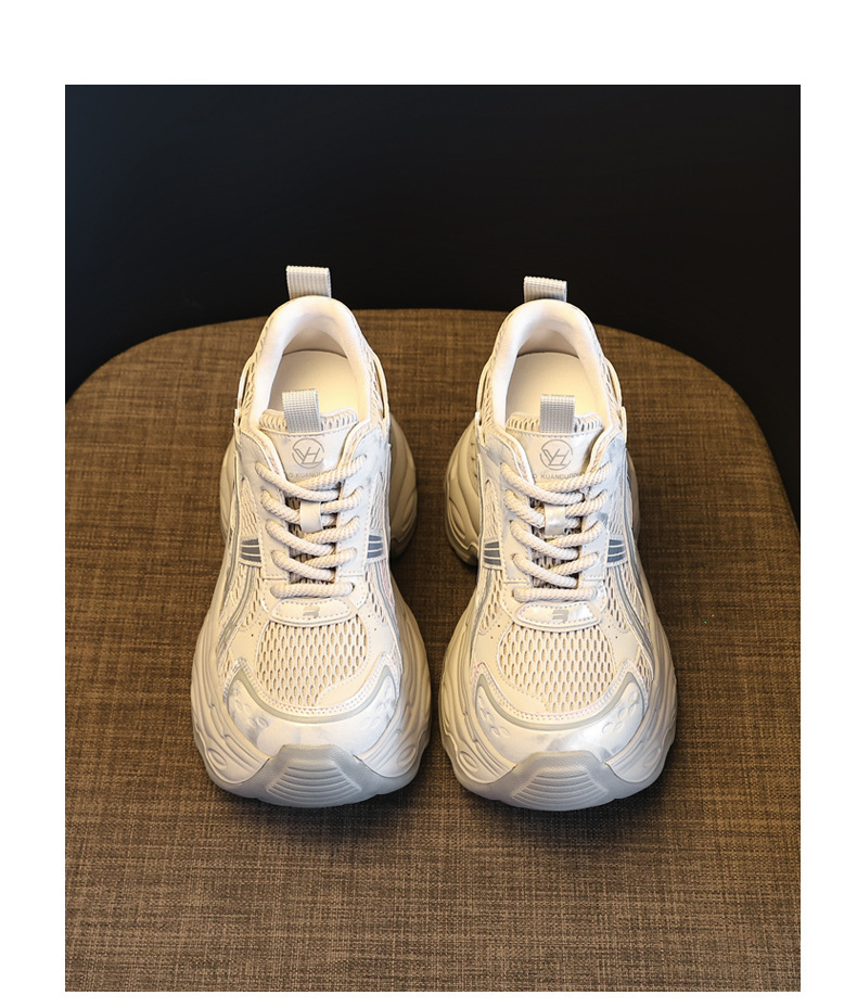 Giày sneaker nữ đế dày chunky phong cách dad sneaker, lưới thoáng khí, tăng chiều cao — màu xám chi tiết 19