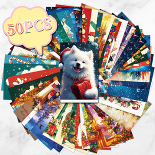 50 cross-border cart Christmas holiday theme card decoration background card gift greeting card postcard message card