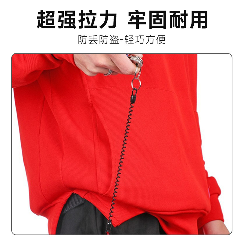 跨境手机弹力伸缩链弹簧挂绳老人挂腰钥匙扣防掉防丢防盗塑料挂绳|undefined