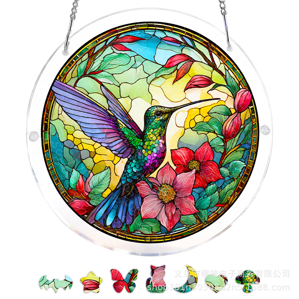 Nuevos productos transfronterizos de primavera pájaros de color de EE.UU. 250 aniversario acrílico rompecabezas ventana captador de luz