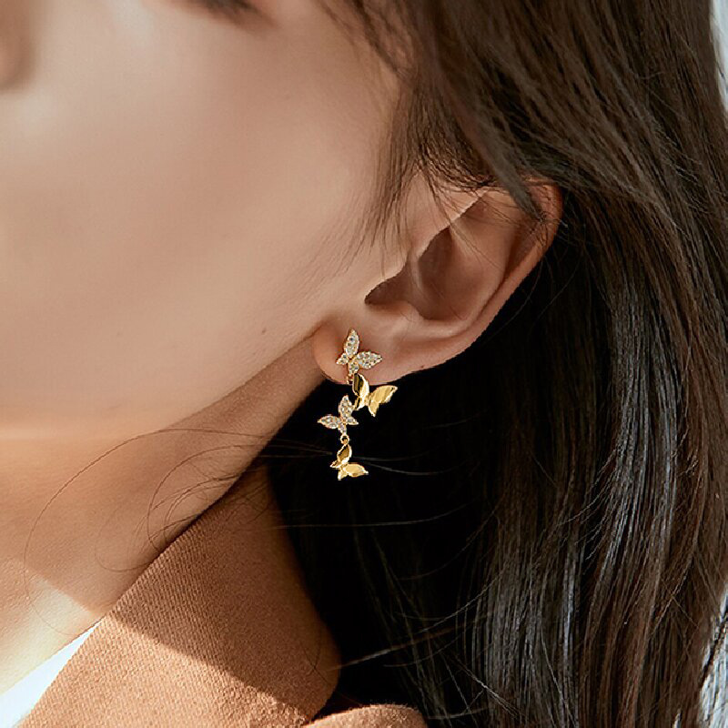Elegante Schmetterling Ohrhänger Goldfarben Für Damen_voghion.com