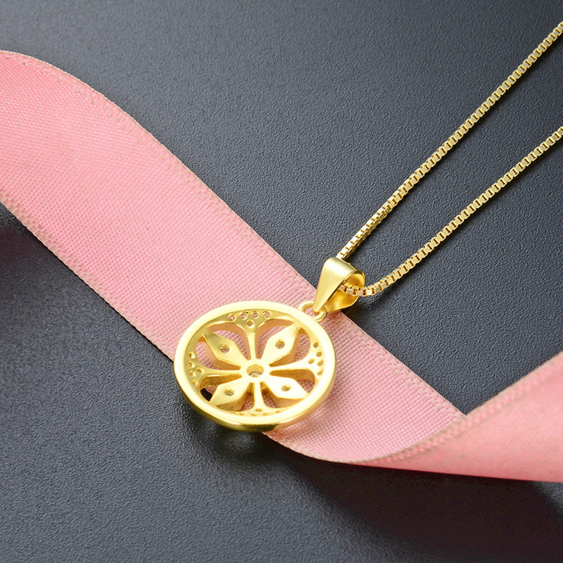 925 plata esterlina cuatro hojas collar coreano femenino simple nicho de alto nivel sensación de micro-crustina colgante redondo cadena clavícula