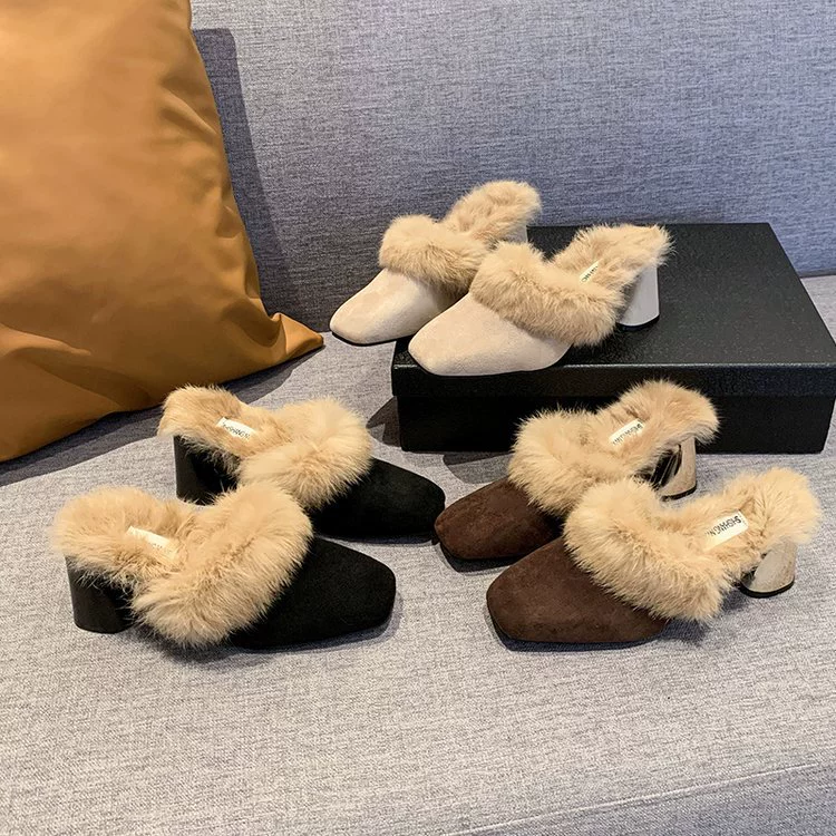 Тапки на высоком каблуке толстые на пятке