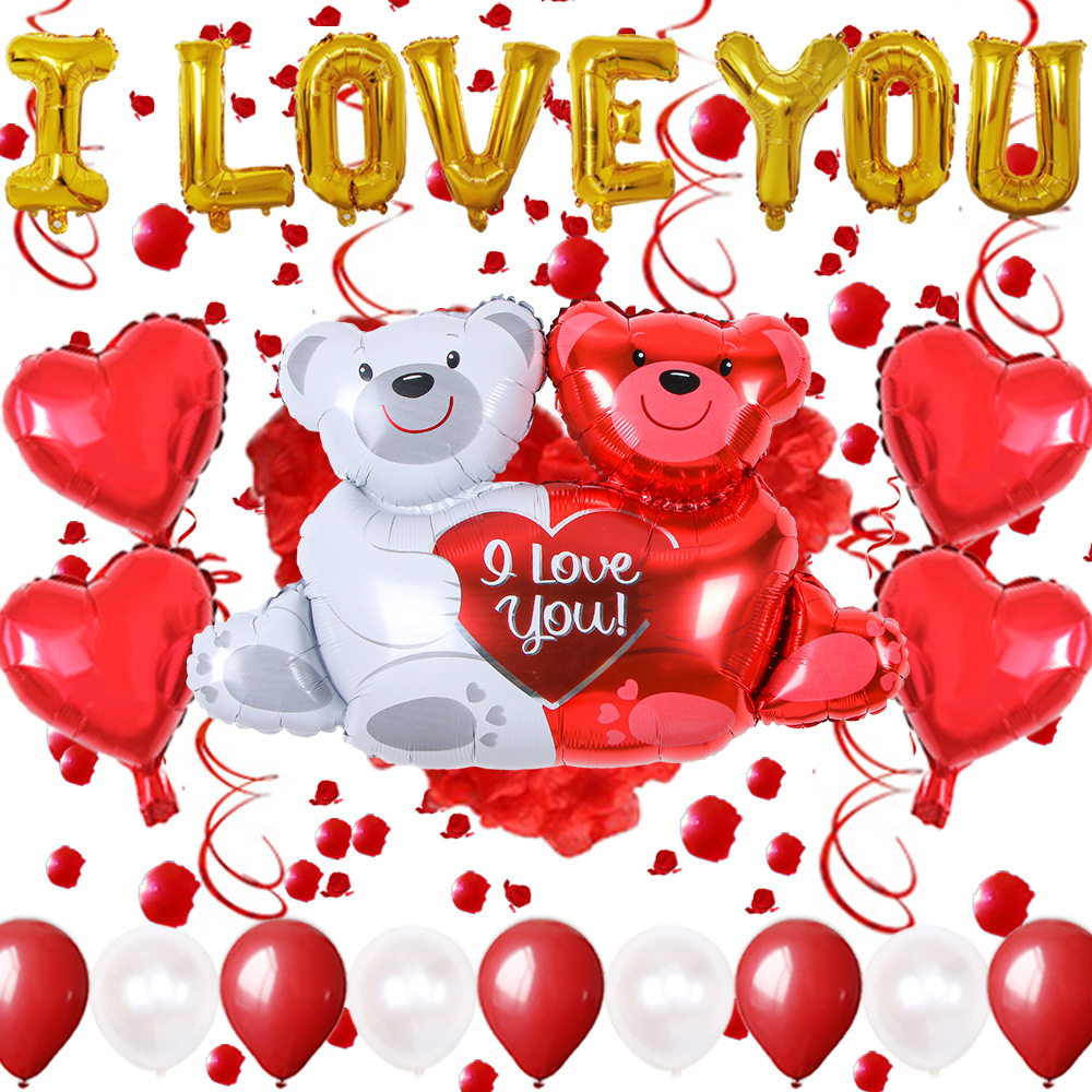 Globo de fábrica de globo de San Valentín al por mayor Día de San Valentín fiesta decoración tire bandera globo diseño traje globo