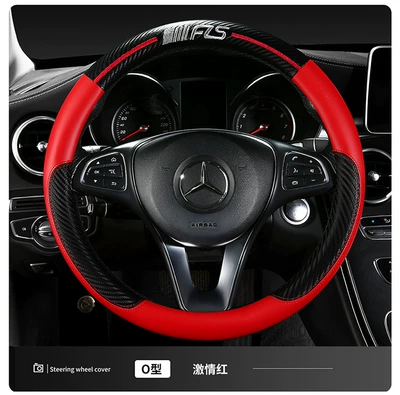 Cover, Universal Four-Season Carbon Fiber – Steering wheel cover - passion-red-round-38cm