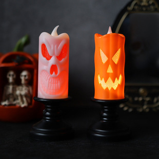 Halloween Decoration Pumpkin Candlestick Lamp Horror Atmosphere Layout Props LED Electronic Candle Lamp Skull Lamp