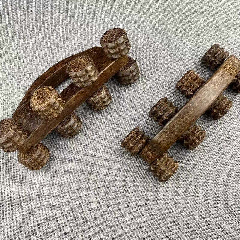 厂家直供滚轮按摩器 鸡翅木便携式按摩器疏通经络背部腿部按摩仪|undefined