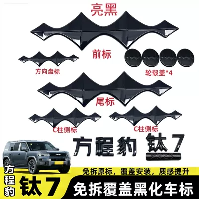 Suitable for Fangchengbao Titanium 7 car logo decorative stickers, front grille, car blackening, car logo stickers, and decorative accessories (Car logo) - front-label-glossy-black