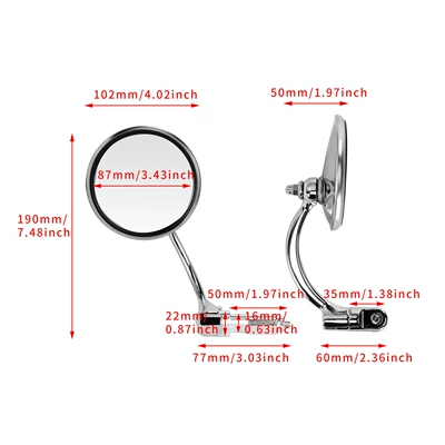 Motorcycle rearview mirror Mirror Cafe Racer Handlebar
