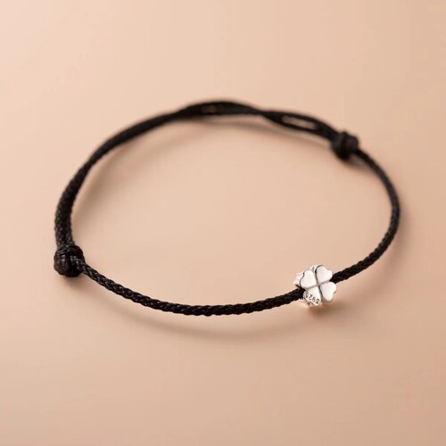 Zodiac year plated S925 sterling silver Korean style simple and fashionable four-leaf clover red rope bracelet summer small fresh hand jewelry