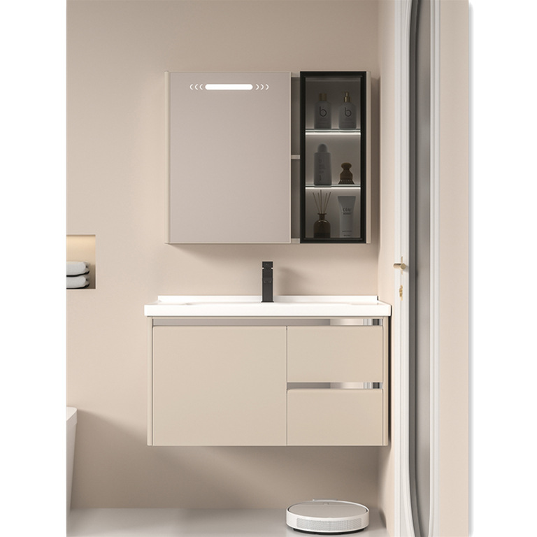 Cabinet de baño de abeja de aire crema combinación moderna simple lavabo inodoro sanitario lavabo todo en uno lavabo