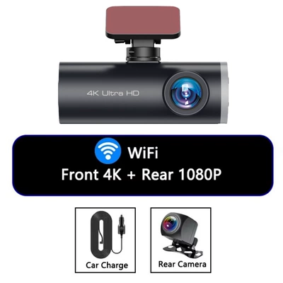 4K Driving Recorder with Front and Rear Dual Recording, Wifi, Mobile Phone Dual Lens, Gps Car Recorder, Wide-Angle Dual Camera (Driving recorder) - v36-front-rear