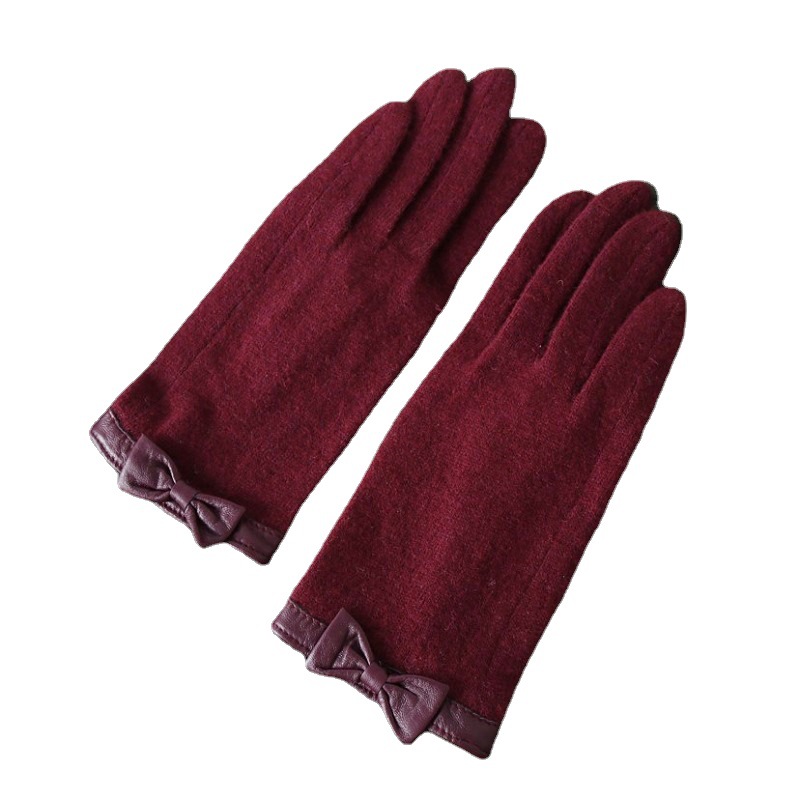 纤首羊毛羊绒针织女士手套薄款驾驶骑行开车可爱保暖防滑手套短款