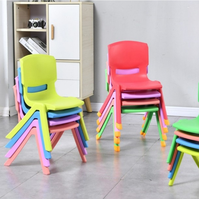 Plastic Children's Stool with Backrest, Kindergarten Baby Dining Chair, Home Non-Slip Thickened Solid Rubber Small Base