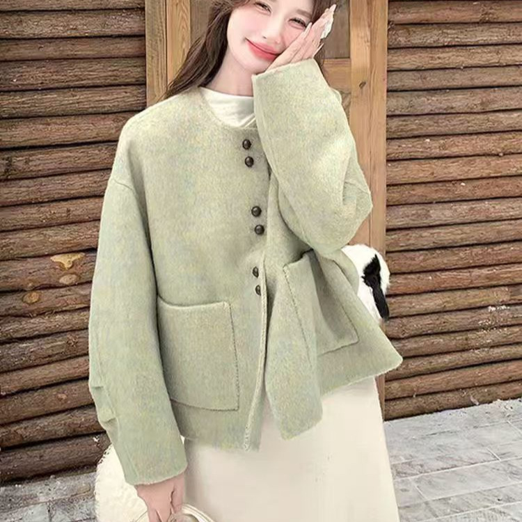 Puyuan Wool Coat, Tweed Style Woolen Outwear for Women, Spring & Fall Short Woolen High-End Elegant Top