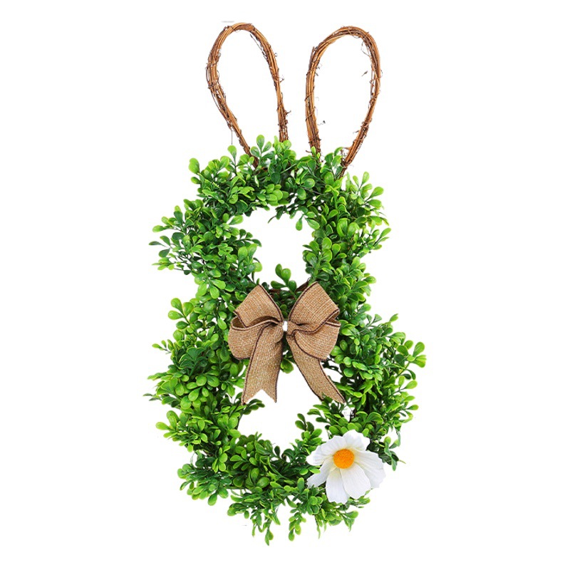 2024 transfronterizo nueva Pascua rama muerta Garland patio al aire libre flor artificial puerta colgando creativo conejo flor blanca guirnalda