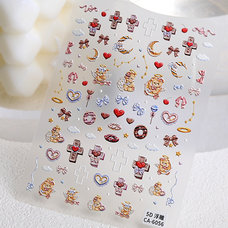 PET, tpu Material Cute Retro Cross Cartoon PET Tpu Nail Patches