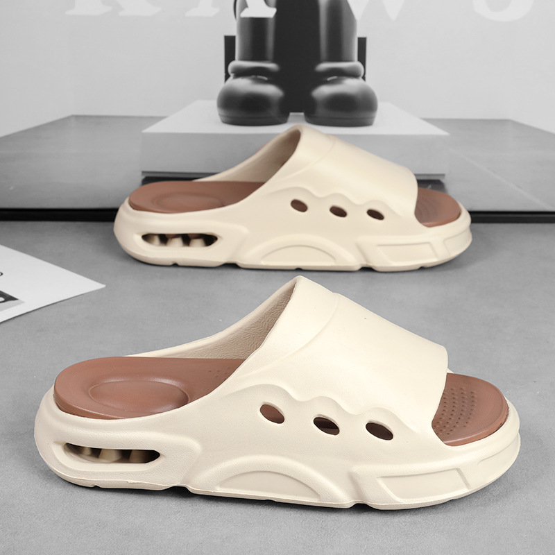 Chanclas de un solo estilo de verano para hombre, zapatillas de suela gruesa, suaves y cómodas, sandalias antideslizantes gruesas al aire libre, una pieza