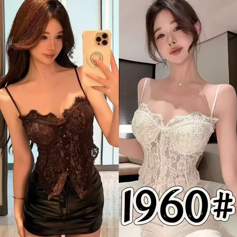 1960S American-Style Spicy Girl Style Camisole with Chest Pads, Fishbone Waist-Cinching, Slimming Lace Tube Top with Chest Pads