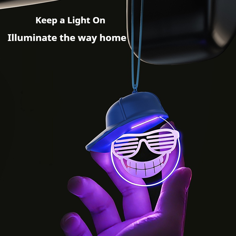 Espejo retrovisor del automóvil divertido pequeño sombrero sonriente coche remolque cool interesante colgante de automóvil luz de atmósfera image 5