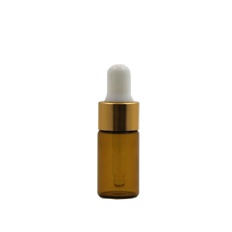 En stock lote de botella de aceite esencial marrón 3ml botella de vidrio pequeña muestra de prueba sub-botella de embalaje cosmético botella vacía