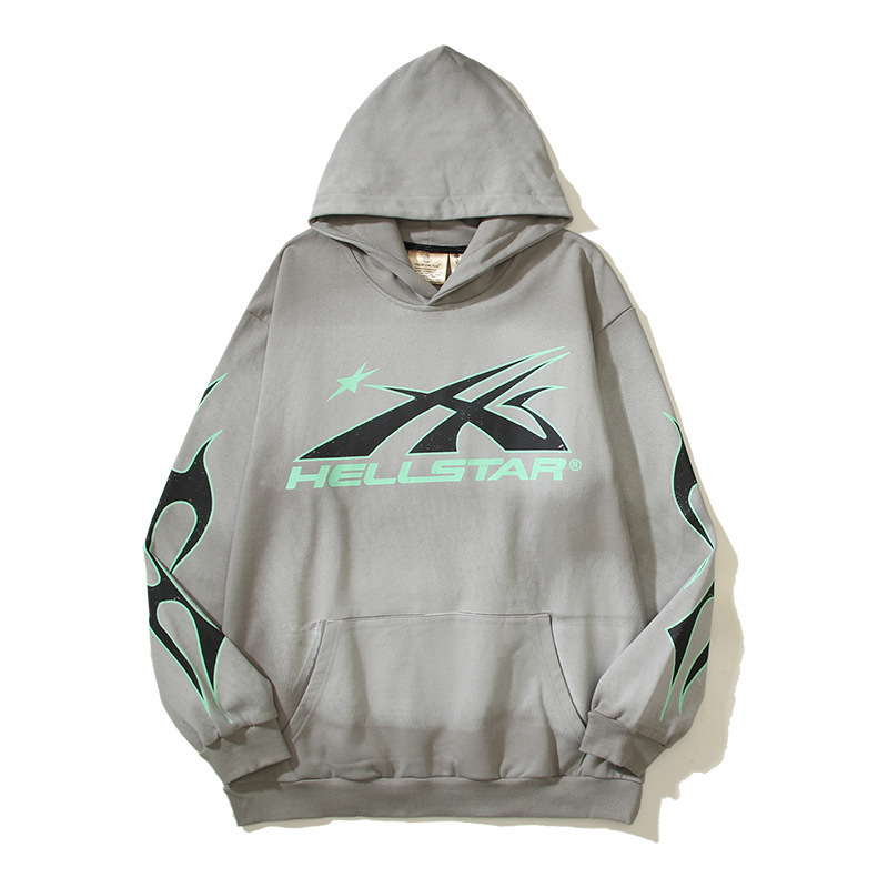 新款Hellstars Hoodies复古ins掉漆泥染美潮高街手绘涂鸦卫衣帽衫|undefined