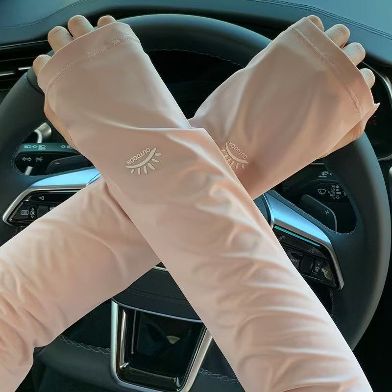 夏のアイススリーブ運転日焼け止め薄いアイスシルクルーズスリーブ女性用手袋女性サイクリング抗 UV アイススリーブアームガード|undefined