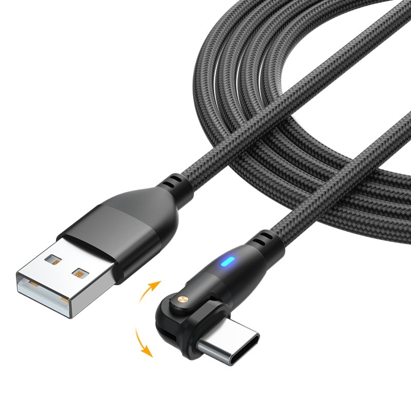 Nuevo producto transfronterizo flexión cable de datos de 180 grados Android TYPEC3A carga rápida parada juego móvil cable de datos codo rotación