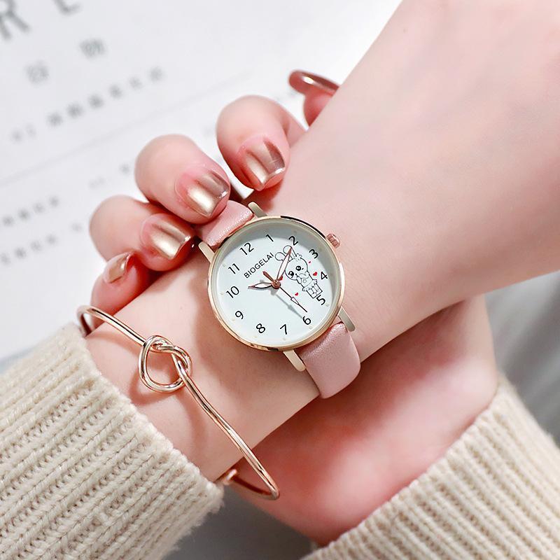 Caramelo color ins mujer estudiante coreano simple reloj de moda Mori chica pequeño conejo fresco pareja reloj al por mayor