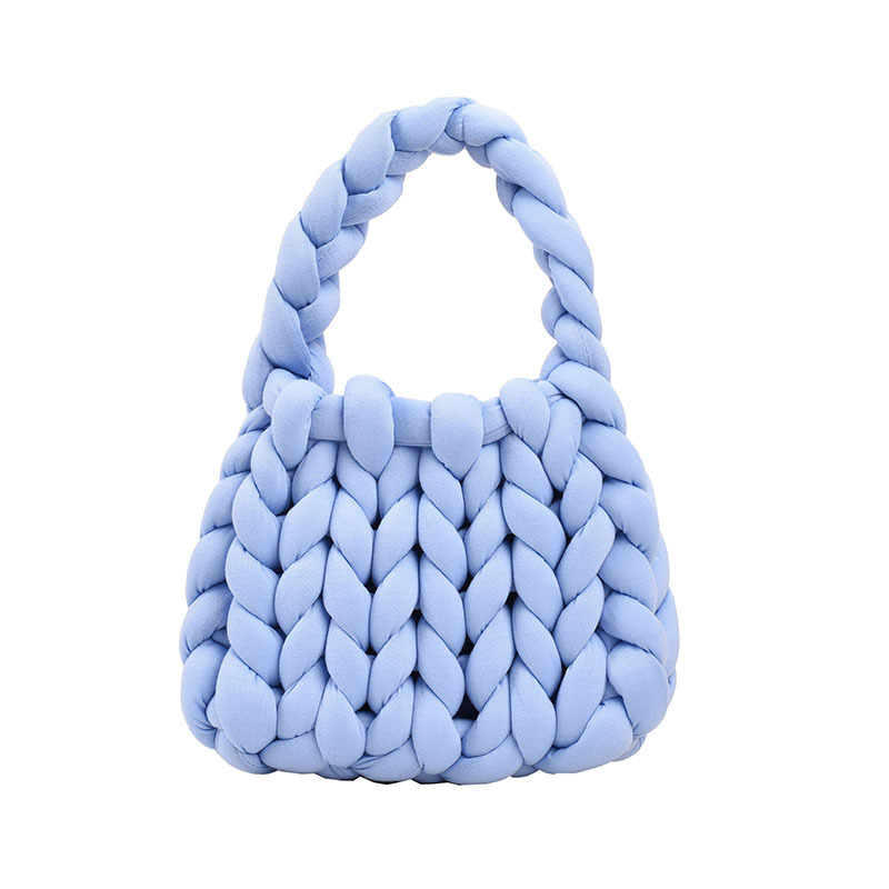 Súper gruesa de lana de Islandia bolso de las mujeres tejidas a mano bolsa de cubo coreano hecho en casa estilo coreano mano llevar bolsa de mensajero para la novia