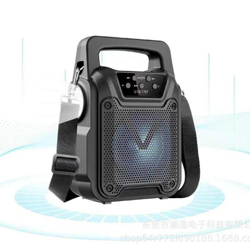 Gts-1767 Outdoor Solar-Powered Bluetooth Speaker with Flashlight, Portable High-Volume Subwoofer, Portable Audio System