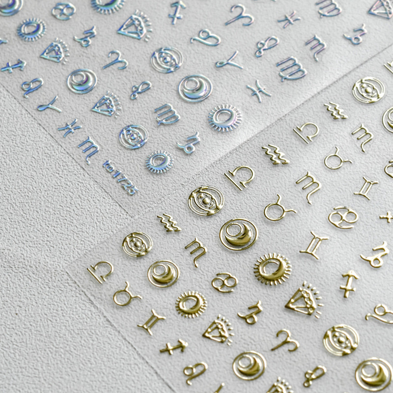 Hot Stamping Laser Silver Letter Constellation Nail Art Stickers Tomoni Hot Style Adhesive Cute Japanese Style 5D Nail Stickers