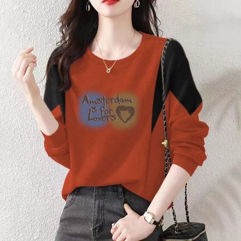 DeRong popular women's long-sleeve new style loose high-end blouse for middle-aged mothers, long-sleeve t-shirt for middle-aged women