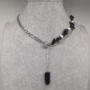 Brand chain stainless steel, necklace from pearl, European style, simple and elegant design, with gem