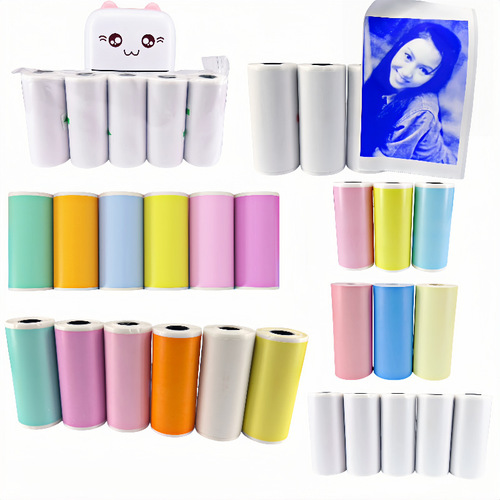 temu cross-border 5725 colored self-adhesive sticker paper for children's camera error correction printer label paper, heat-sensitive sticker paper